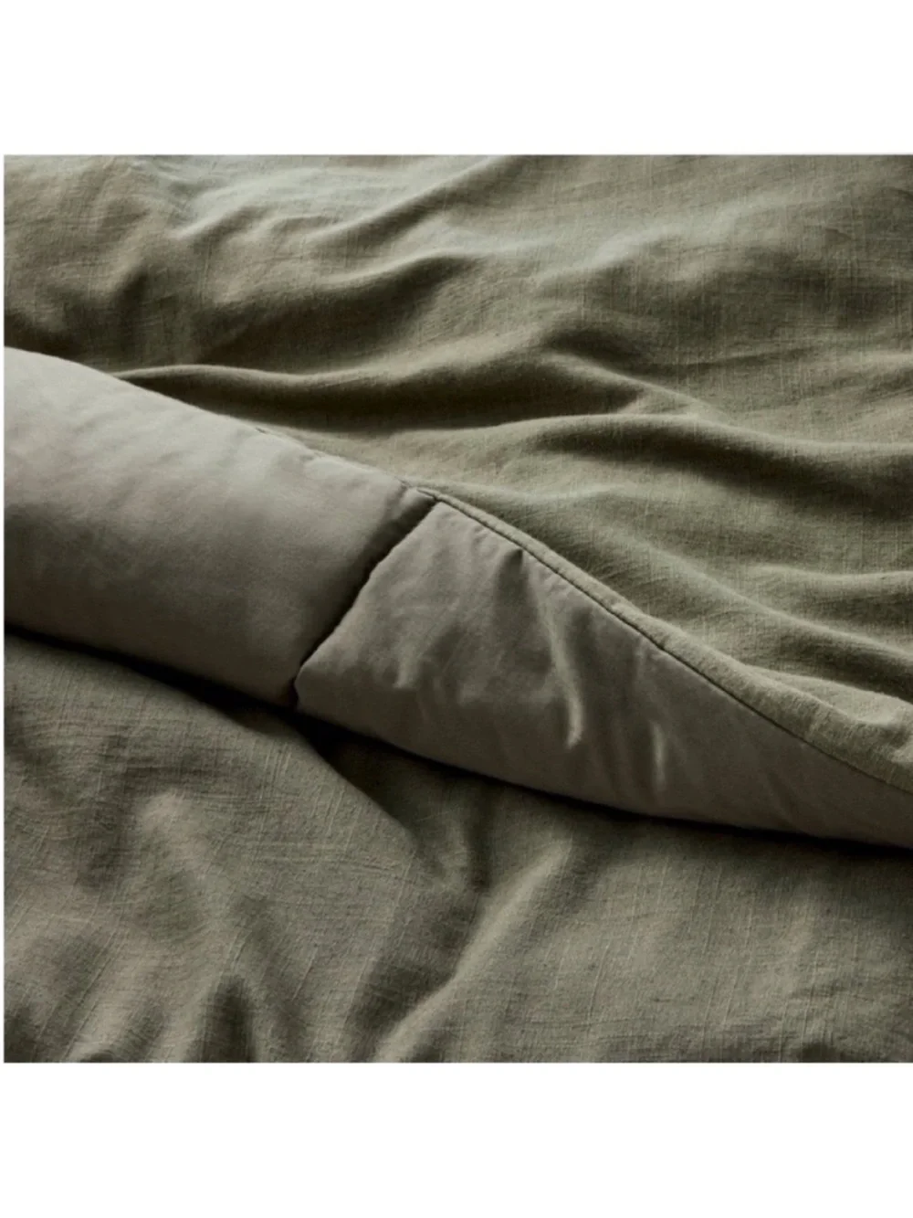 NWT Full/Queen Heavyweight Linen Blend Comforter and Sham Set Olive Green